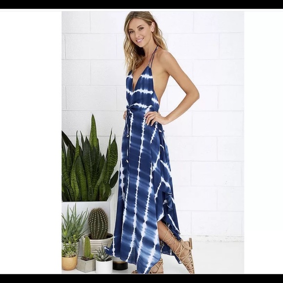 Blue/white stripe open back maxi DRC158 - Picture 3 of 5